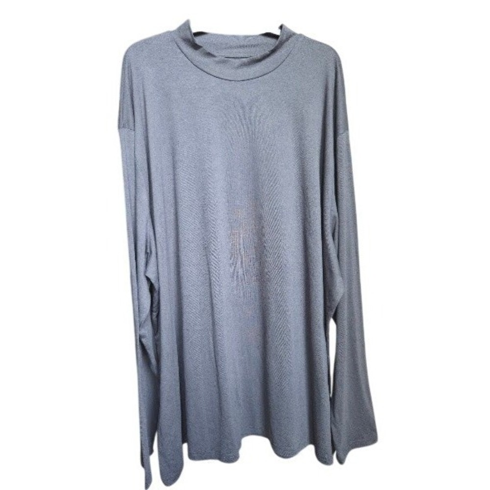 Evervibe Mens 5XL Mock Neck Long Sleeve Shirt Charcoal Gray Cotton Blend NWT